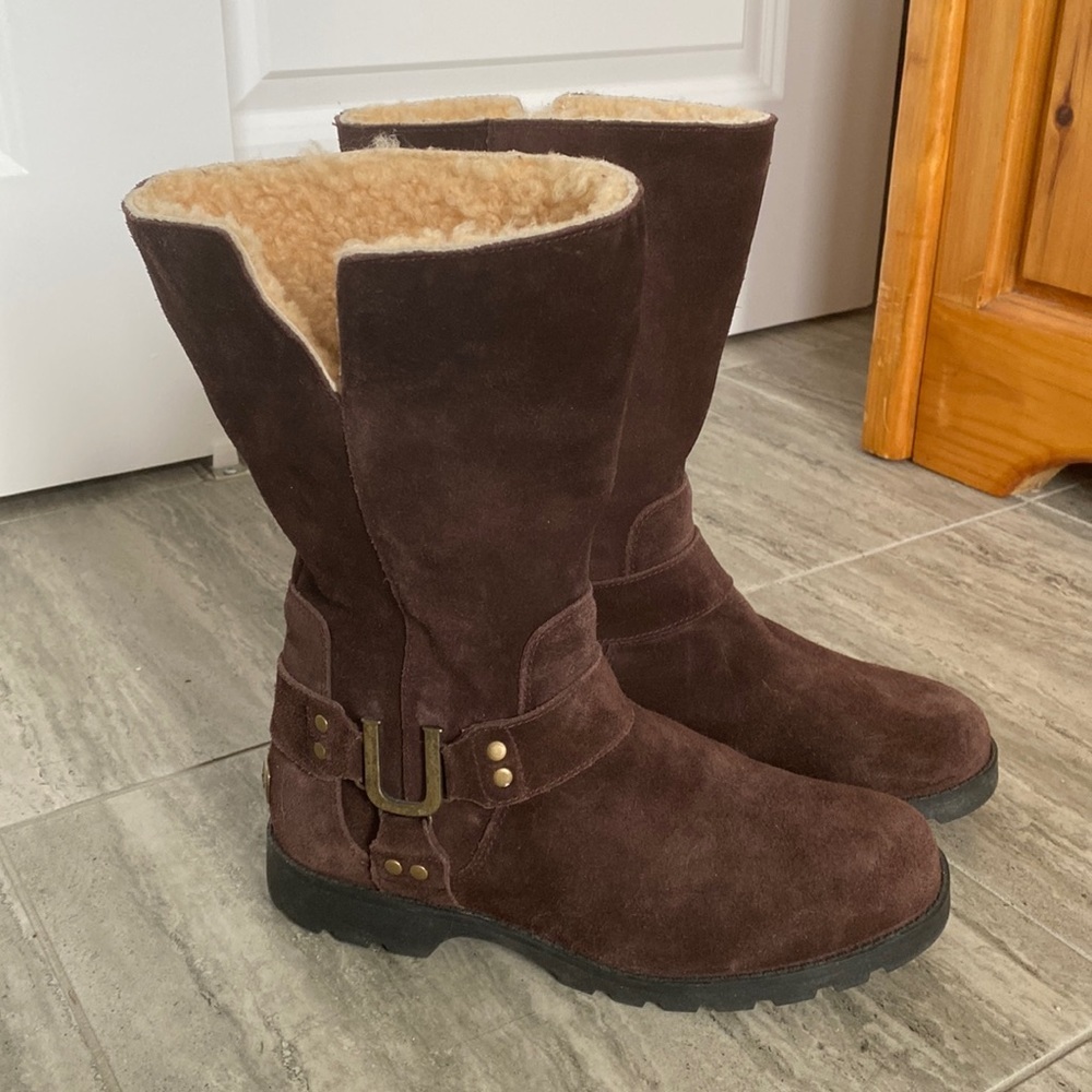 UGG waterproof brown suede/leather winter boots size7.5